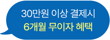 30만원 이상 결제시 6개월 무이자 혜택